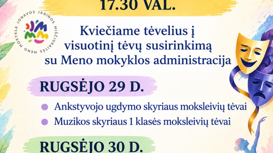 1 klasių tėvų susirinkimai